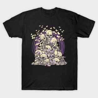 Heaping Pile of Bones with Butterflies design T-Shirt